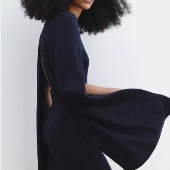 NWT KNIT CAPE NAVY BLUE DRESS SIZE SMALL - Picture 4 of 7
